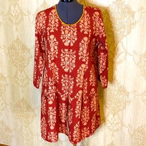 April Cornell Currant Leaf Print Tunic Blouse